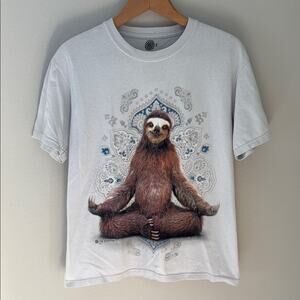 The Mountain Yoga‎ Animal Dusty Blue Cotton T-Shirt Size Small